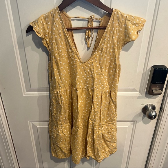 Abercrombie & Fitch Yellow Polka Dot Dress Ruffle Sleeve Mini Tiered Skirt - Picture 2 of 6